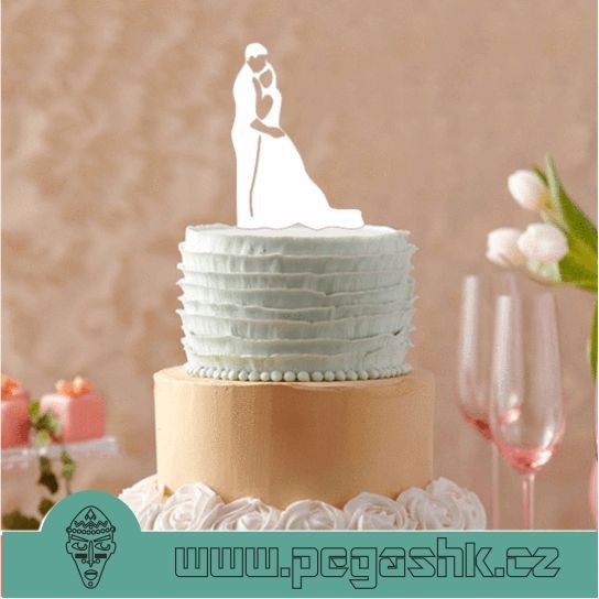 DŘEVĚNÝ SVATEBNÍ ZÁPICH - Bride & Groom Wedding Cake Topper - Kliknutím na obrázek zavřete
